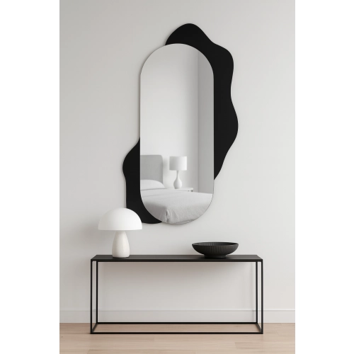 Dekoracyjne lustro owalne na czarnej plamie - KLEKS